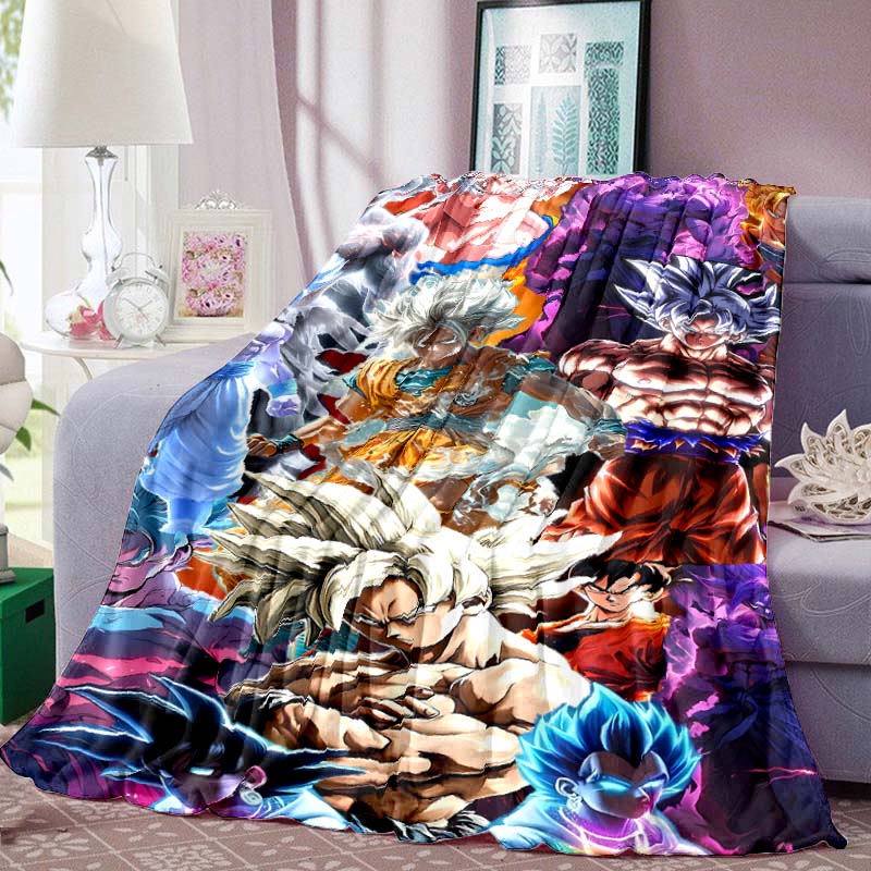 Dragon Ball Anime Print Blanket Warm Comfortable Flannel Blanket for Bedrooms, Sofas, Beds, Chairs, Picnics, Travel-LXR7