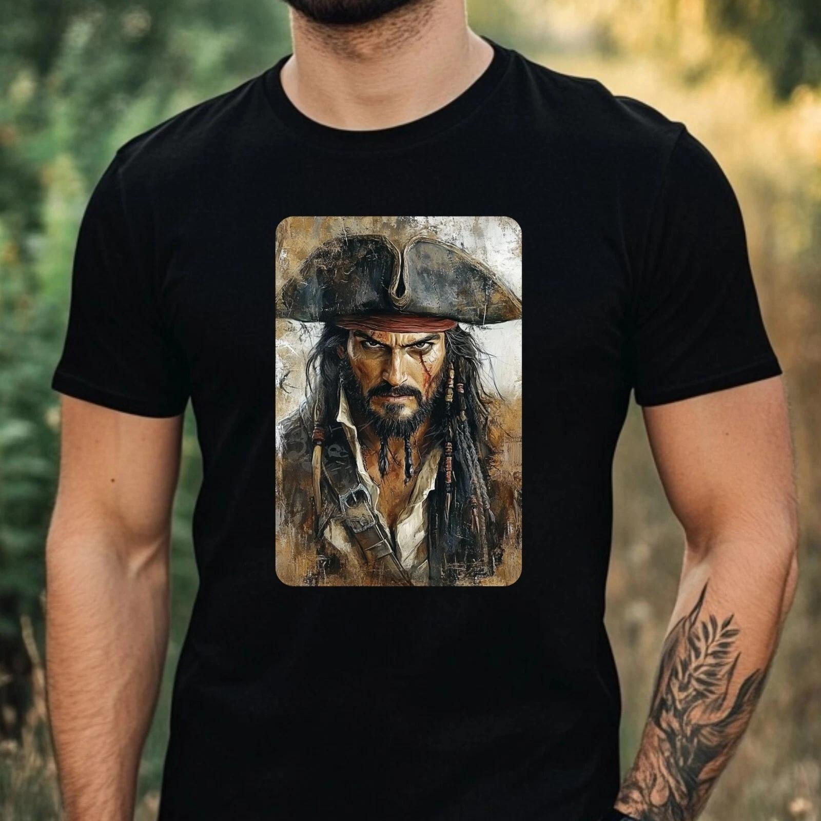 T-Shirt Herren Pirat Portrait Motiv Baumwolle Größe XS bis 5XL XXXL