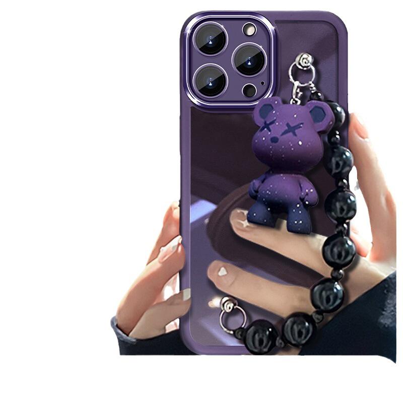 Transparent Little Bear Bracelet Case for iPhone 16 Pro Max/14/15 - New Fashion Protective Cover