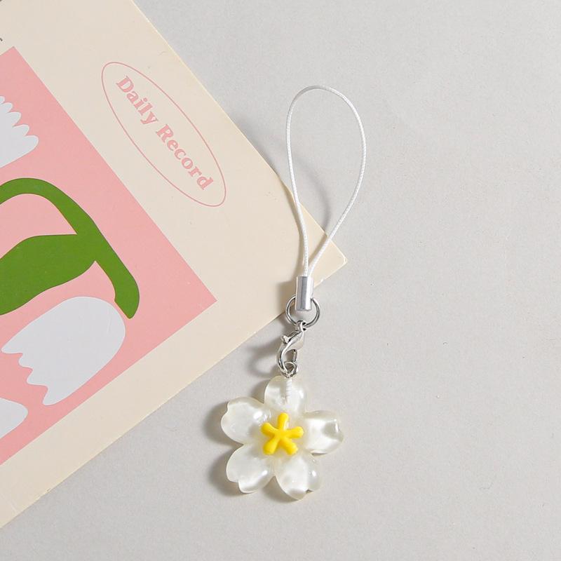 Colorful Resin Flower Phone Chains for Women Korean Style Fresh Cute Transparent Bag Key Pendant Best Friend Compact Accessory