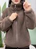 2025 Winter Plus Size Velvet Lambswool Casual Jacket for Middle-aged Women