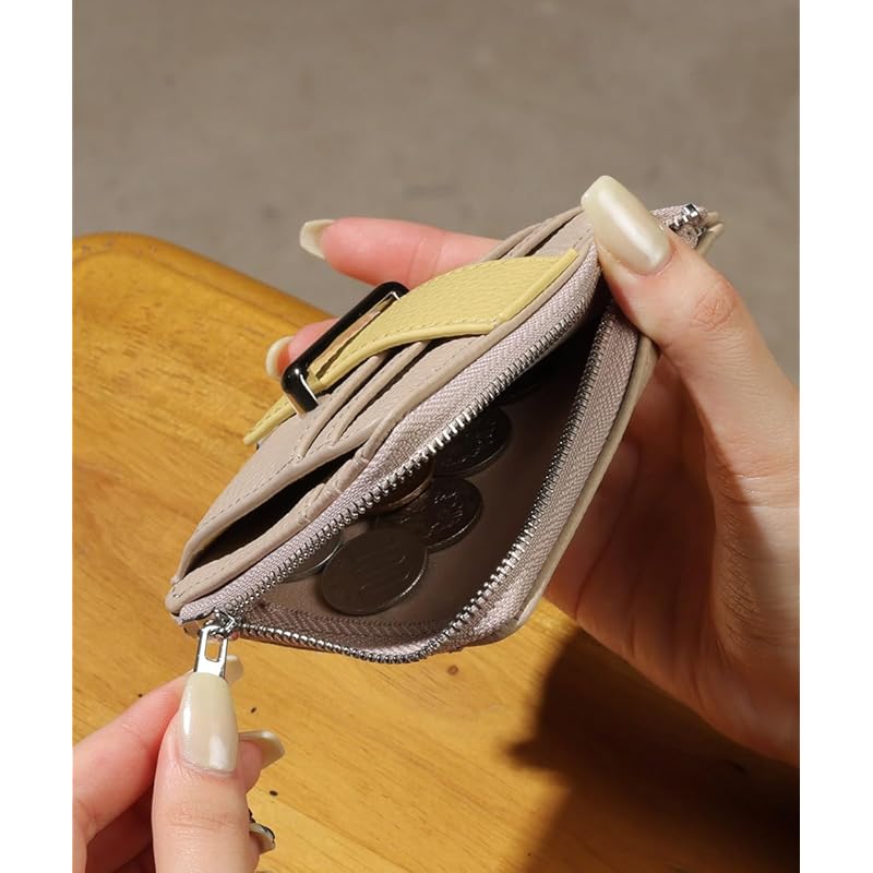 [Alto Rose] ivory fragment case With coin purse IC card card case ladies bill bifold synthetic leather simple pass case Beautiful adult cute compact