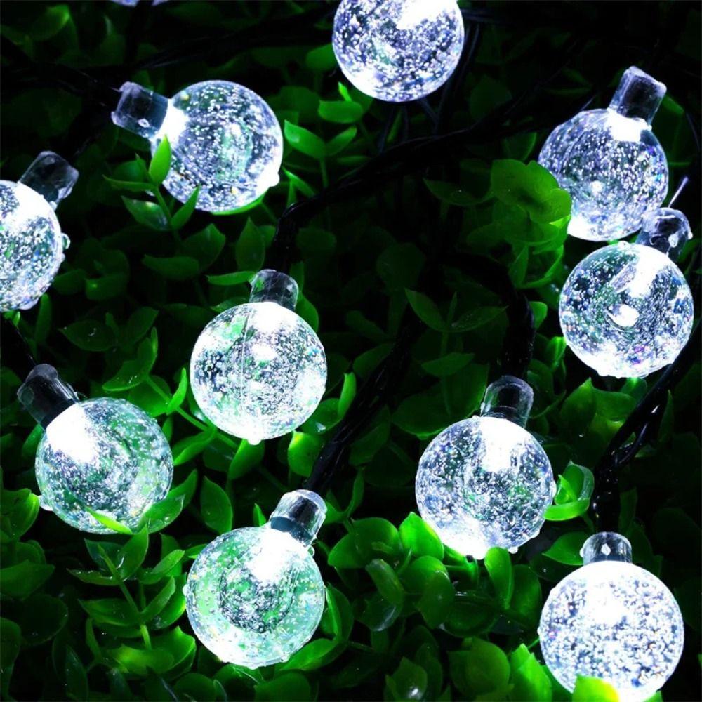 100 LED solar bubble ball string lights, 12M long IP65 waterproof LED fairy light, 8 lighting modes, crystal ball design