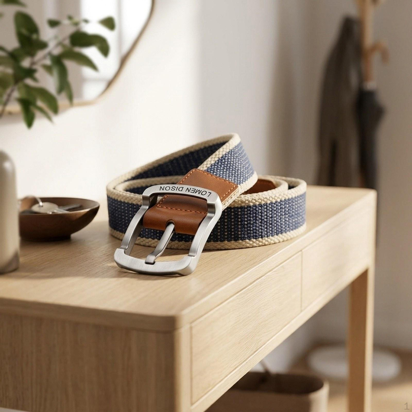 Elastic Braided Belt for Men Adjustable Casual Woven Waist 100cm