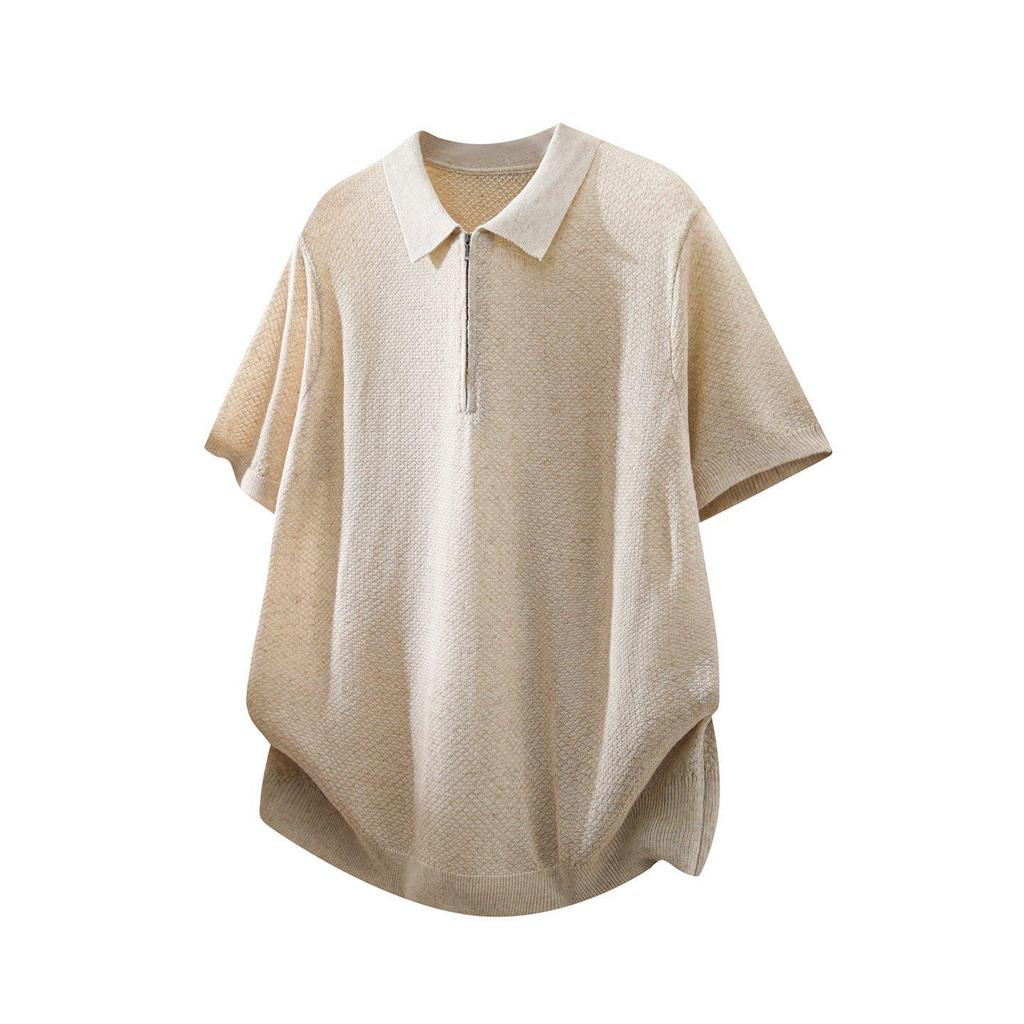 2026 Men's Solid Color Knit Short Sleeve Summer Top - Japanese Trendy Style