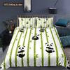 Panda Duvet Cover Set Cartoon Style Cute Kawaii Bear Drawing Comforter Cover For Kids Polyester Bedding Set King Queen Full Size