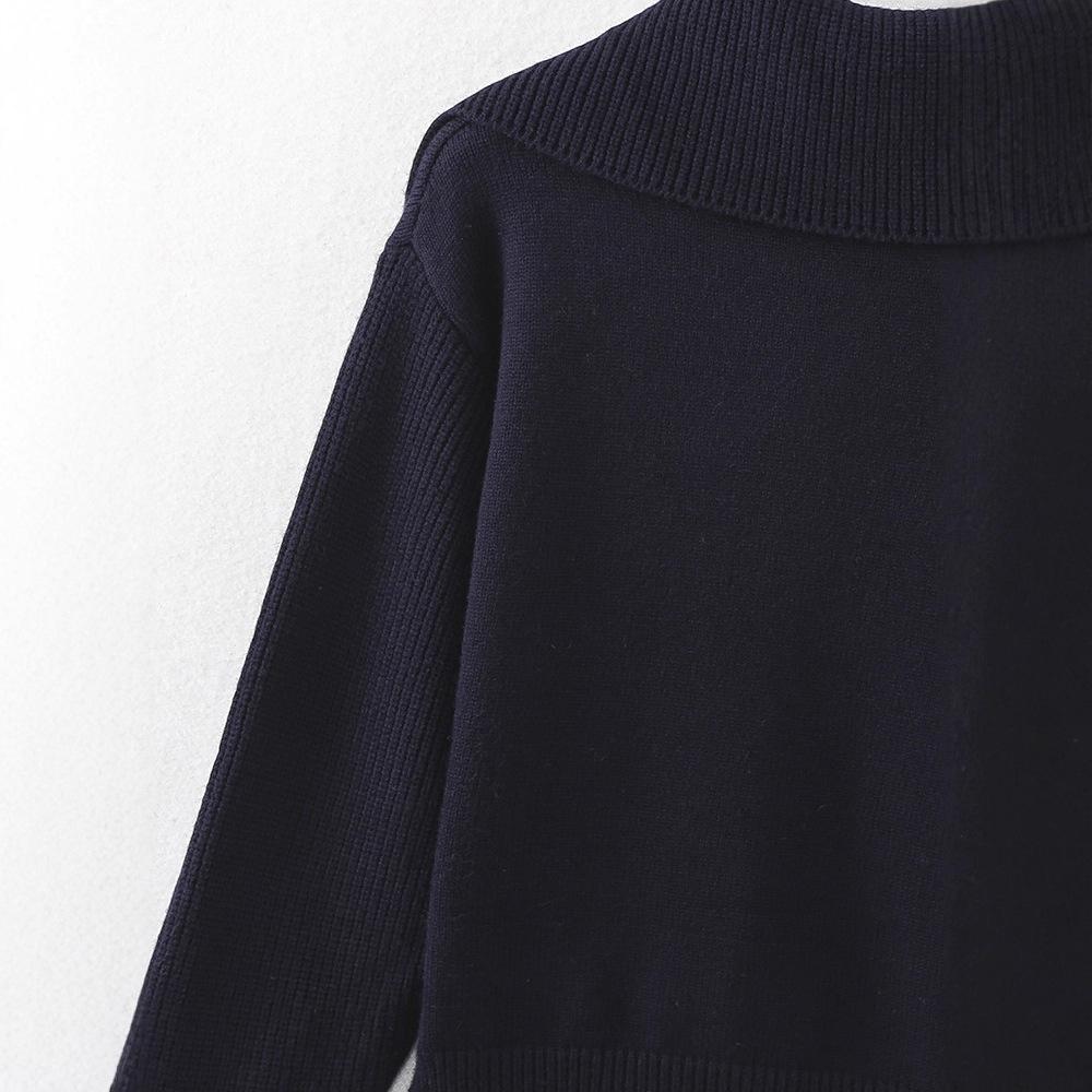 European and American style, French style, women's clothing, fashionable versatile loose zipper knitted sweater 5536155