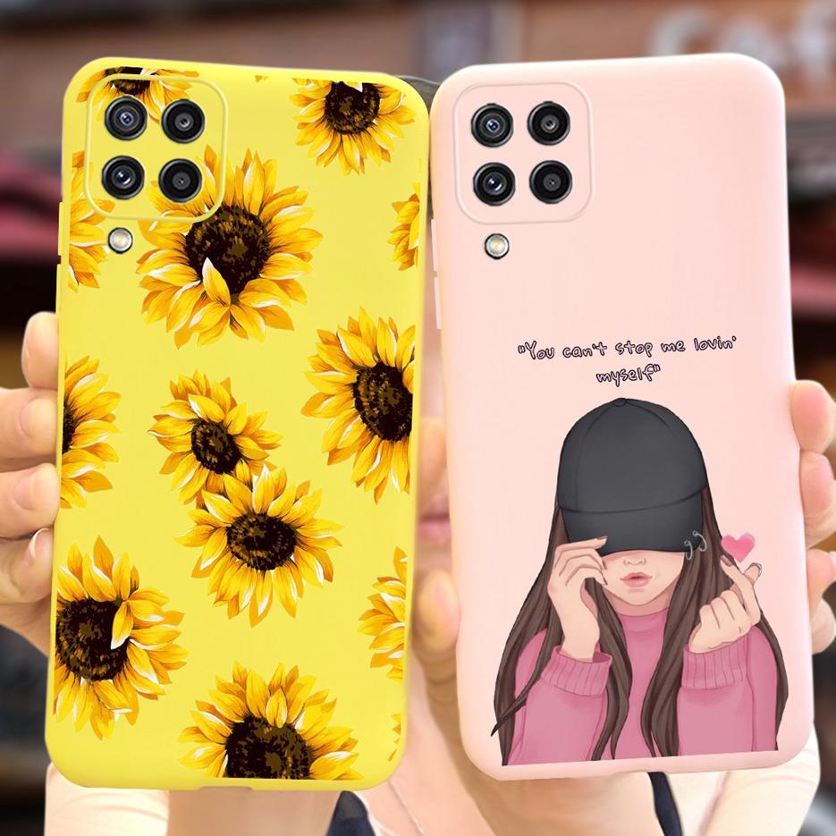 For Samsung Galaxy M32 Case Samsung M12 Soft Silicone Flower Phone Case For Samsung M32 M325F Cover Galaxy M 12 32 M12 TPU Funda