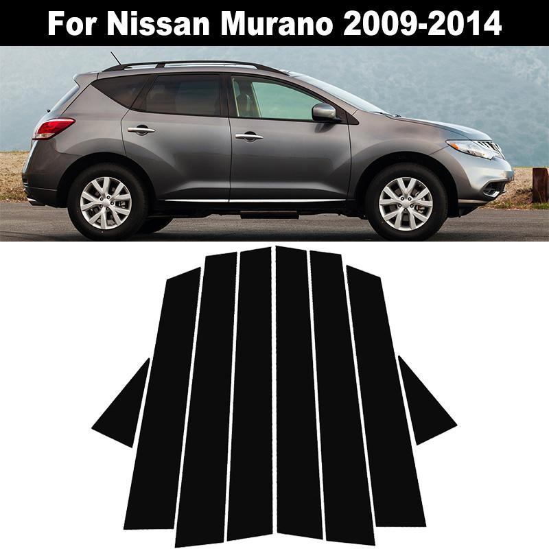 

8Pcs Car Window Door Column B C Pillar Post Trim Cover Glossy Black PC Stickers Accessories Fit For Nissan Murano 2009-2014