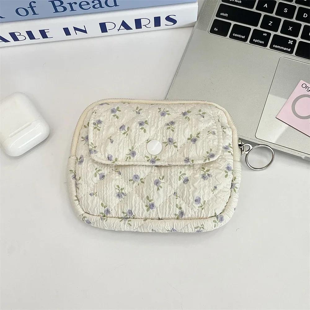 Modische Polyester Tragbare Damen Kosmetiktasche Geldbörse Floral Damen Kleine Aufbewahrungstasche Niedliche Cartoon Stepp Damen Kosmetiktaschen