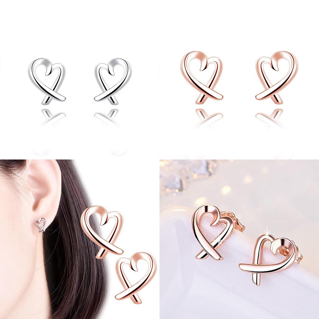 Simple And Elegant Hollow Heart-shaped Earrings Trendy Japanese Ear Jewelry Wholesale