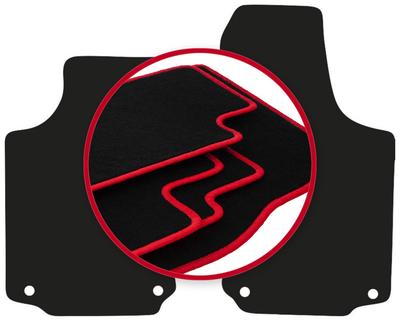 Velours-Fußmatten mit rotem Rand für: Opel Tigra B TwinTop, Cabrio (2003-2008)