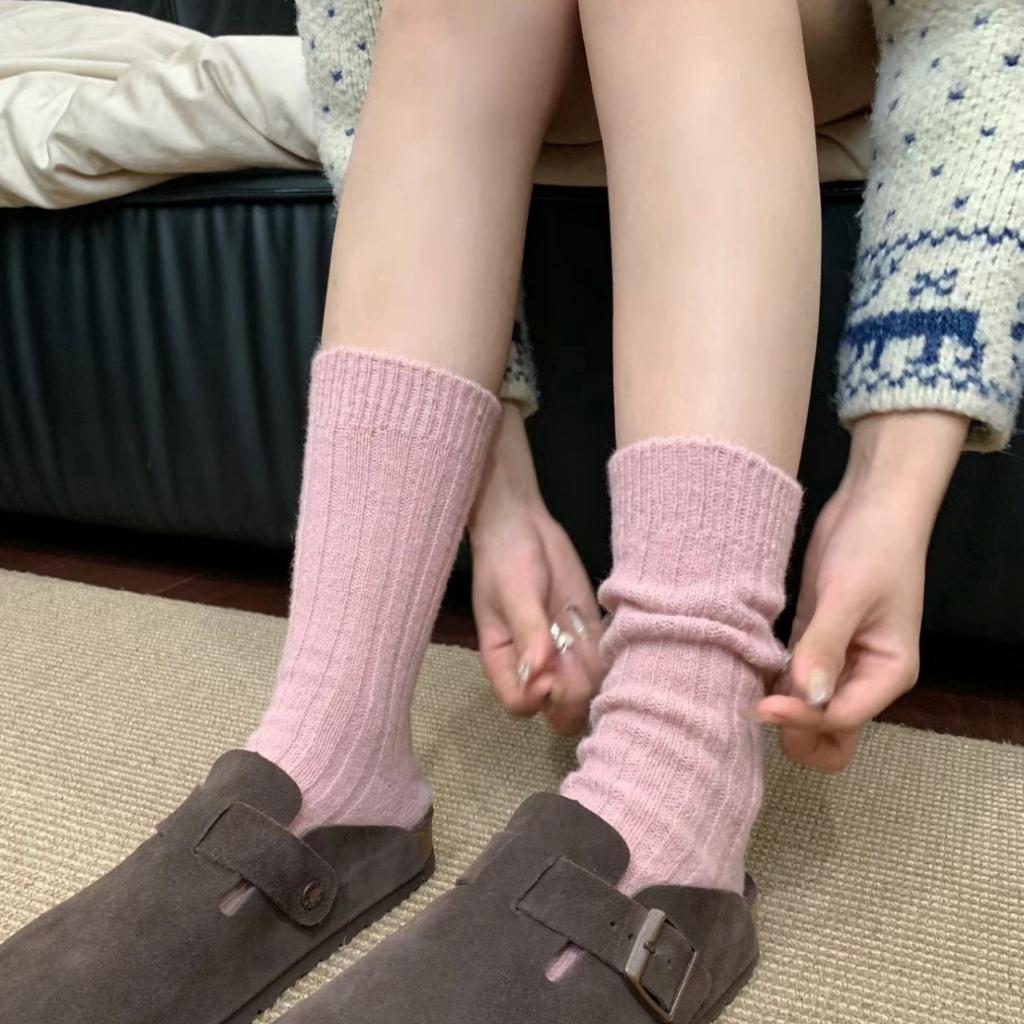 New Winter Cashmere Wool Women Socks Casual Japanese Fashion Solid Color Thicker Long Sock Girls Thermal Warm Crew Sock