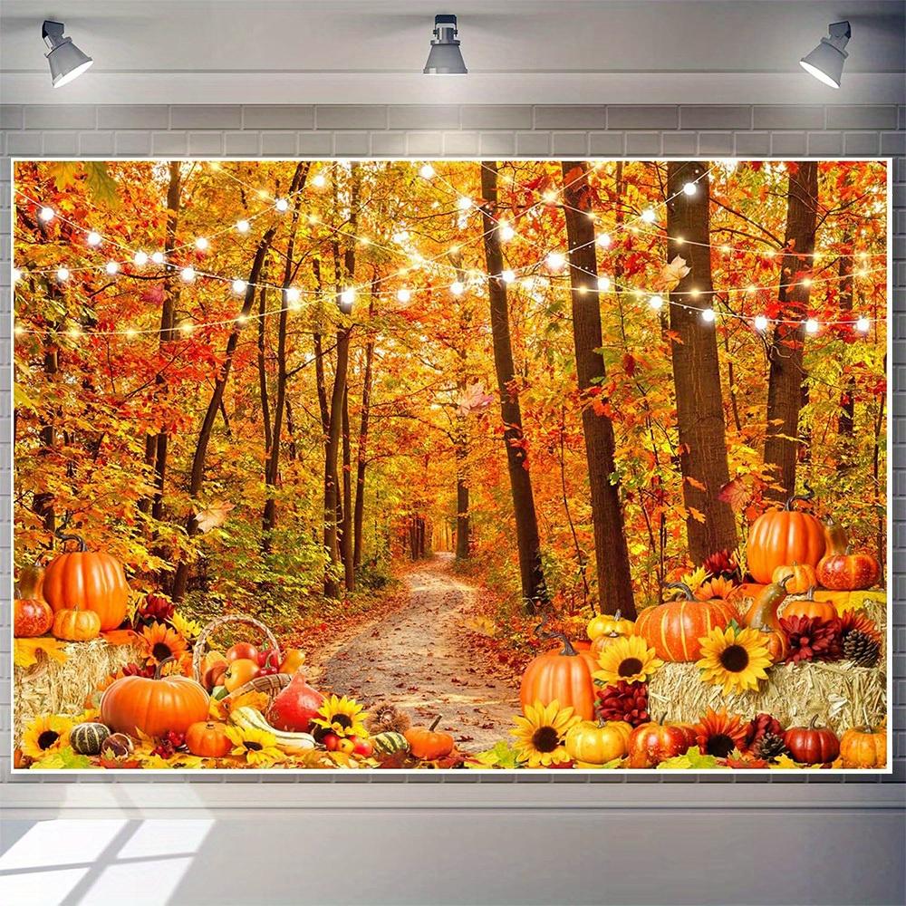 1 piece of photography background cloth Thanksgiving forest natural scenery autumn harvest pumpkin party decoration
