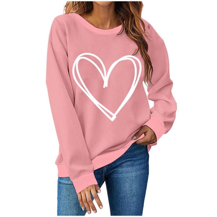 Women Casual Loose Love Round Neck Sweater