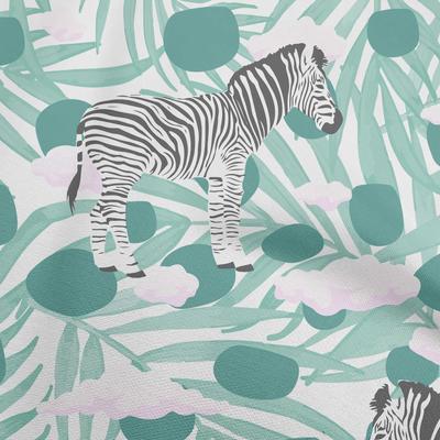 Cotton Flex Dark Teal Green Fabric Tropical Animal With Plam Leaf Dress Material Fabric Print Fabric By The Yard 40 Inch