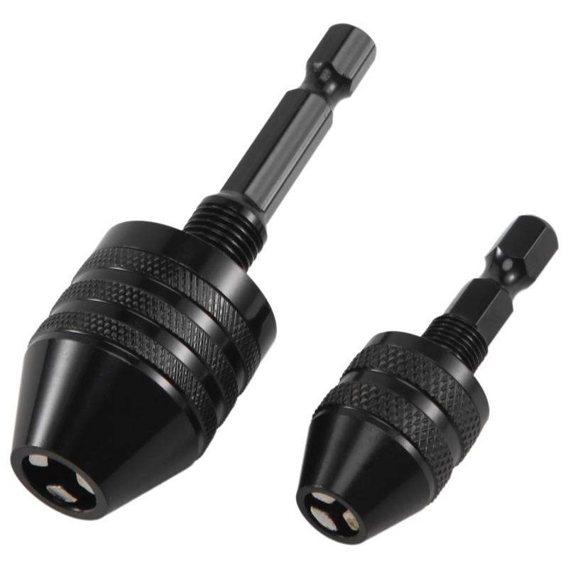 A95I-2Pcs Hex Shank Keyless Drill Chuck, Screwdriver Converter Drill Adapter Quick Change Drill Bits Tool(0.6-8Mm, 0.3-3.6Mm)