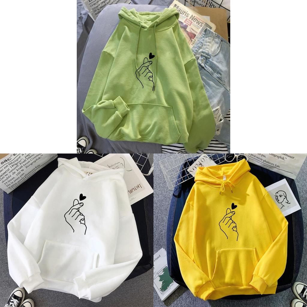 Heart Printed Hoodie For Women With Polyester Fabric And Loose Fit For Casual Wear