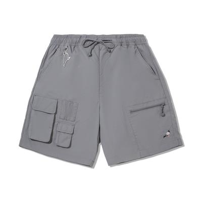 Li Ning X Staple Collaboration Series Solid Color Mid-Rise Drawstring Breathable Versatile Five-Point Casual Shorts Men Shorts Asphalt-Gray AKSV579-2