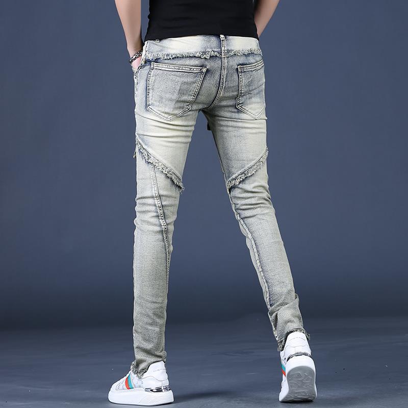 Vintage Heavy Washed Work Jeans Men's Spring and Autumn Models Scraping and Abrasive Edge Slim Trousers Trousers Small Leg Tide