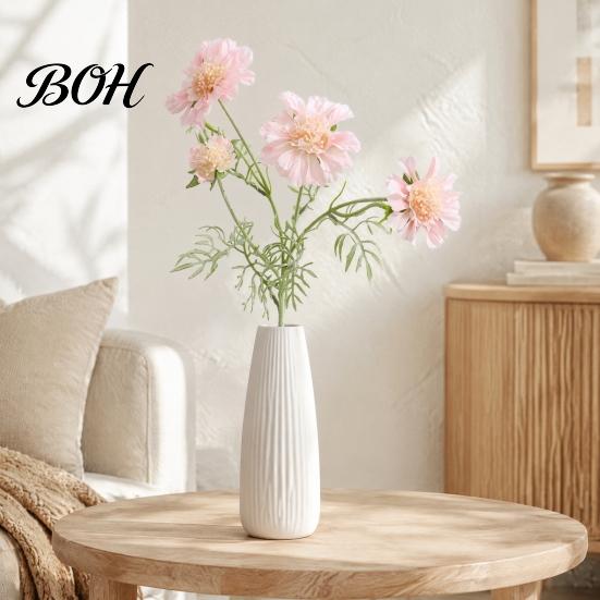 Faux Chrysanthemum Flowers Artificial Scabious with Bendable Long Stems, Realistic Bouquet for Living Room Flower Table Vase Centerpiece Floral