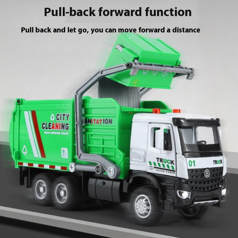 1:35 City Sanitation Truck Alloy Car Model Diecast Garbage Sorting Sanitation Clearing Vehicle Children Toy Present For Boys