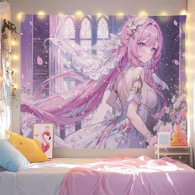 Japanese Anime Girl Tapestry Aesthetic Wall Hanging Bedroom Living Room Girl's Room Cute Kawaii Boho Wall Decor
