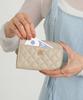 Greige Fragment Slim Quilted Card Case with Coin Commuter Pass IC Card Gold Stylish and Cute [Altrose] Case, Women's Wallet, Purse, Keychain, Holder,