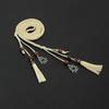 Women Braided Beads Tassels Thin Skinny Waist Rope Belt Self-Tie Dress Waistband
