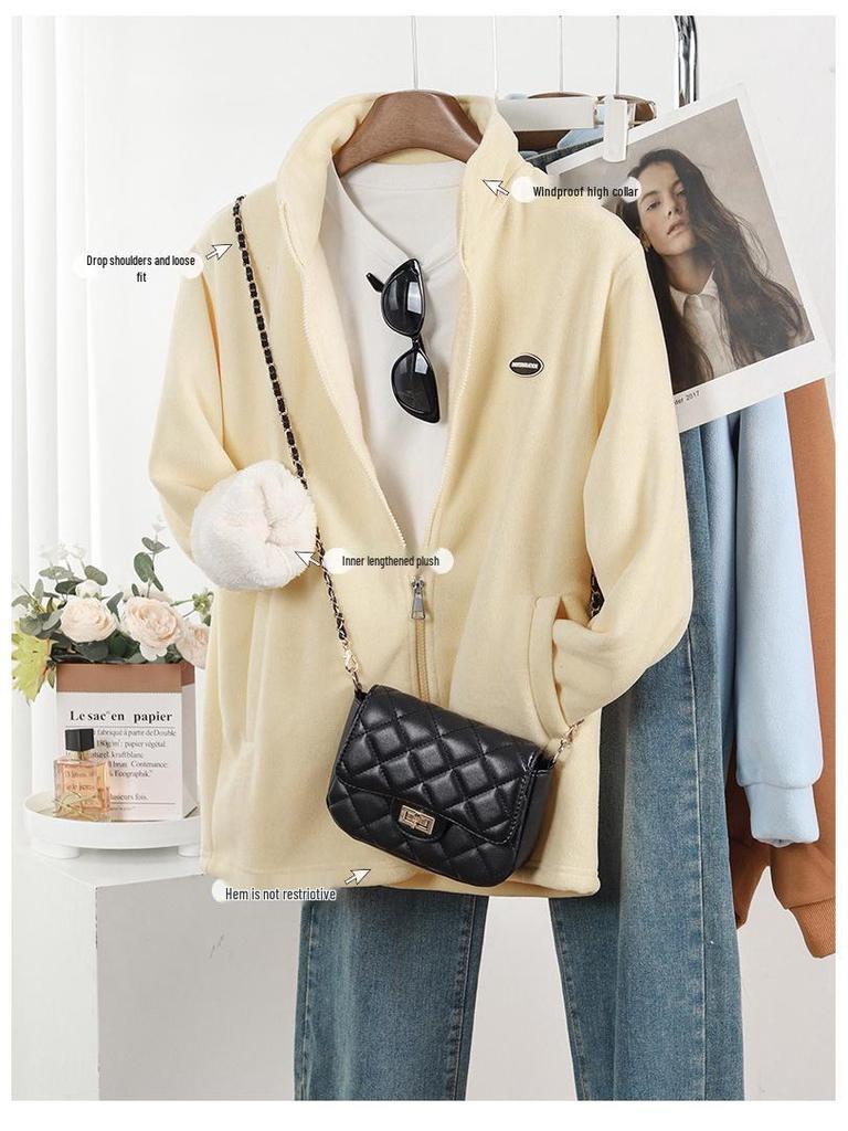 Women's Lambswool Thick Coat: Fleece Windbreaker for Spring to Winter, 2025 Collection.
