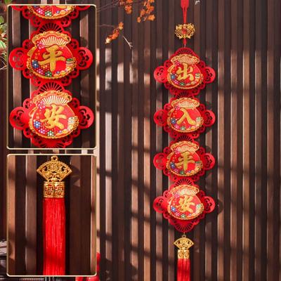 Traditional Spring Festival Decoration Pendant Reusable Exquisite New Year Couplets with Tassel Creative Chinese Knot Hanging