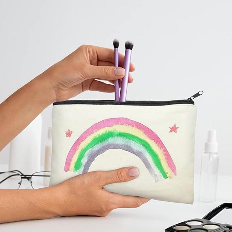 Großes Kosmetik- und Münztäschchen mit Reißverschluss und farbigem Logo-Aufdruck