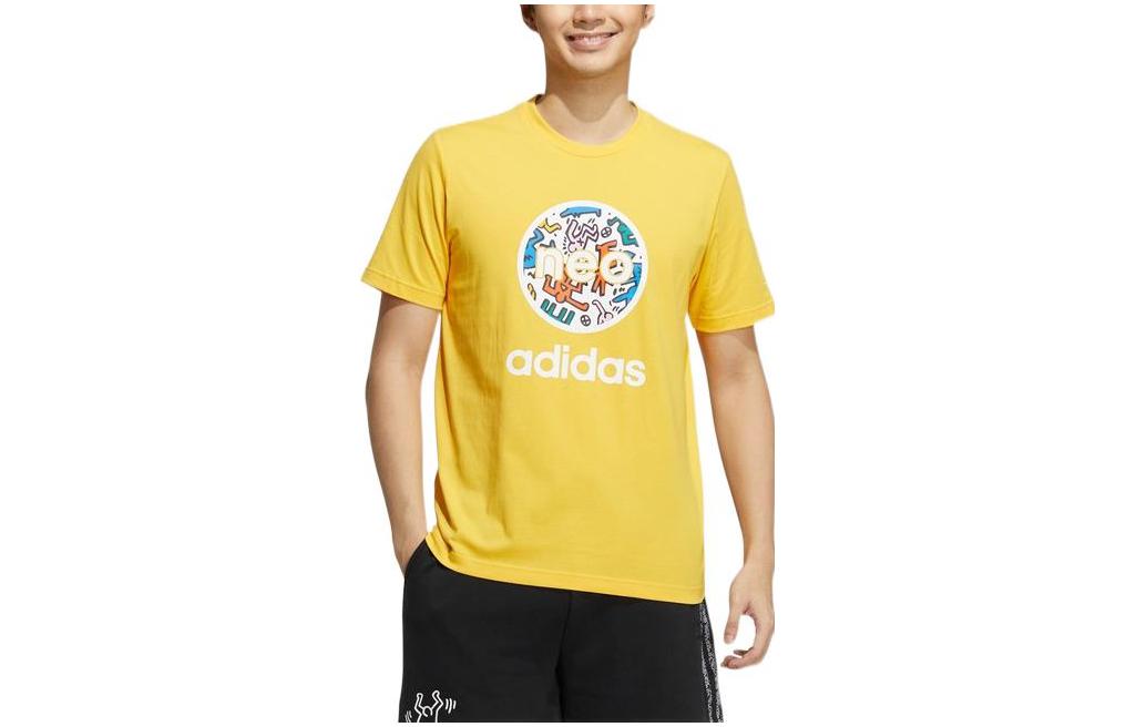 Adidas Neo X Keith Haring T Shirts Unisex Sunlight Yellow Crew Neck Moderate Straight Fit HD7272 XL