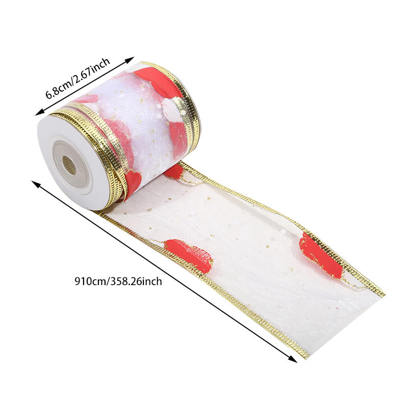 Christmas Glitter Gold Wired Ribbon for Holiday DIY Craft Wedding Tree Topper Xmas Tree Organza Phnom Penh Lock Edge Presents Ribbons
