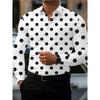 Camisa de Manga Larga con Lunares Grandes para Hombre, Camisa de Negocios con Cuello, Top Versátil Casual Europeo y Americano para Hombre