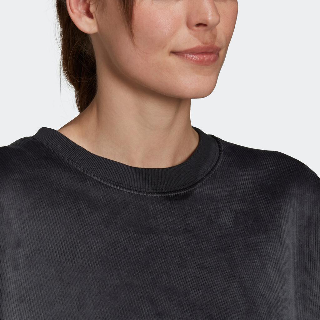 Adidas Corduroy Textured Sports Pullover Sweater Women Tops Black H31102