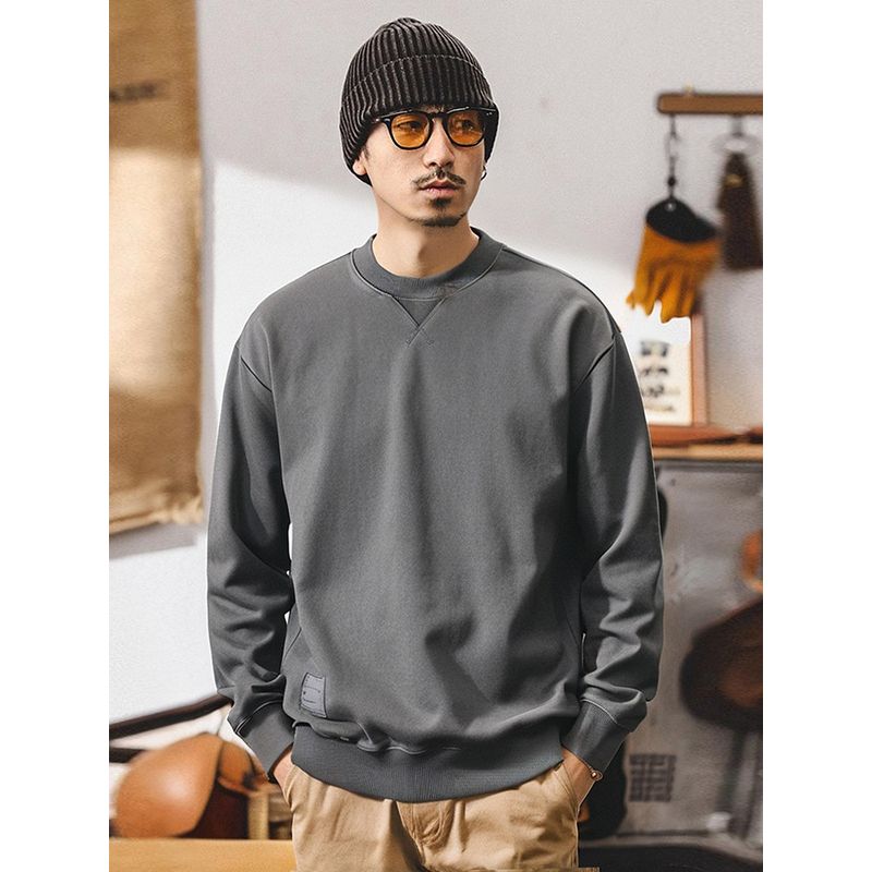 520g American Retro Heavyweight Stiff Washed Vintage Round-Neck Sweatshirt for Men, Autumn and Winter Export Men's High-Quality Jacket