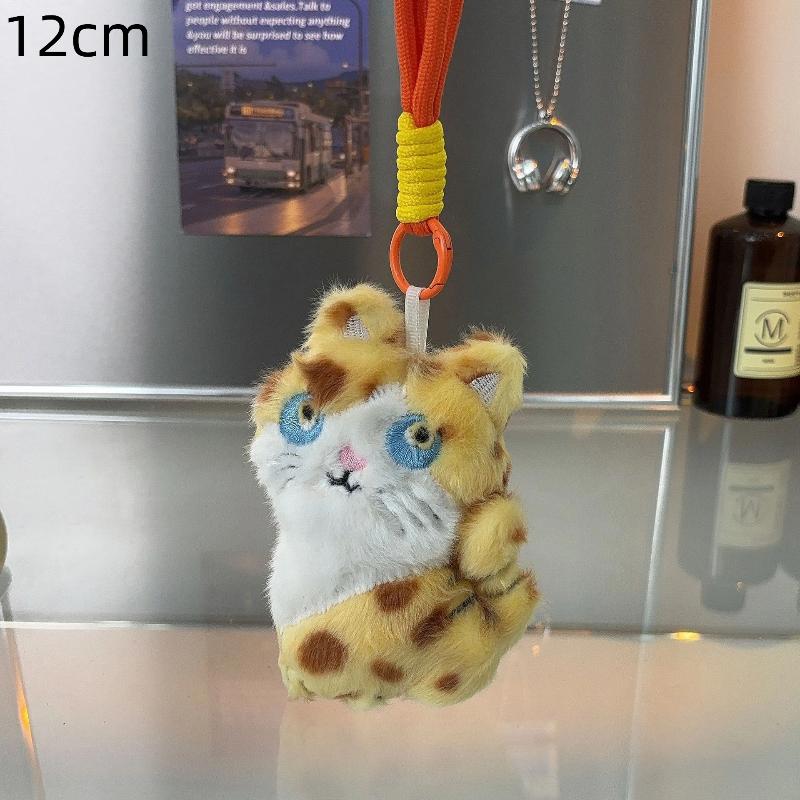 Cat Plush Keychain Soft Touch Embroidered Cat Face Adorable Small Pendant for School Bag Decor for Students