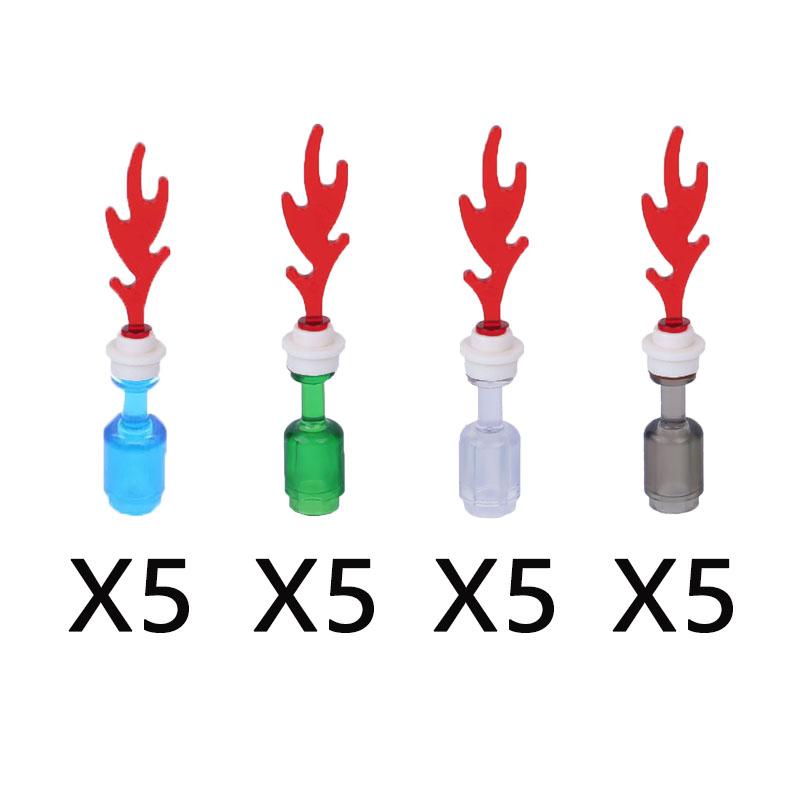 MOC Building Blocks Bonfire Flame Medieval Wine Bottle Accessories Set Candlestick Model Mini Brick Compatible Toy Gift DIY X019