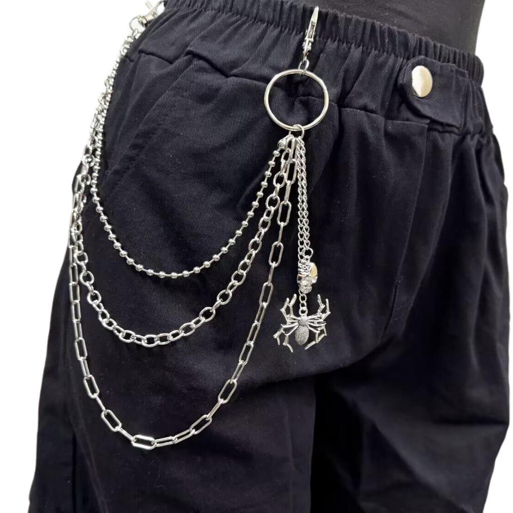 European & American Trendy Hip Hop Skull Spider Pendant Waist Chain for Women