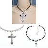 Cross Pendant Necklace With Pearl Chain And Geometric Alloy Design For Fashion Jewelry Enthusiasts