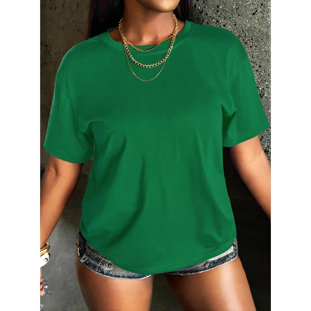 Gym Solid Color Summer Women T-Shirt Fashion Casual T Shirts Hip Hop Soft Tee Top Crewneck Comfortable Streetwear Clothing