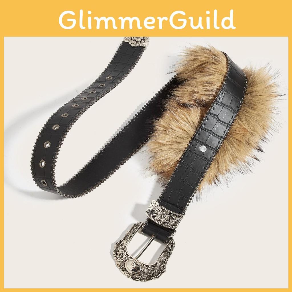 Modern Belt With Plush Elements And Pin Closure For Fall Fashion Looks