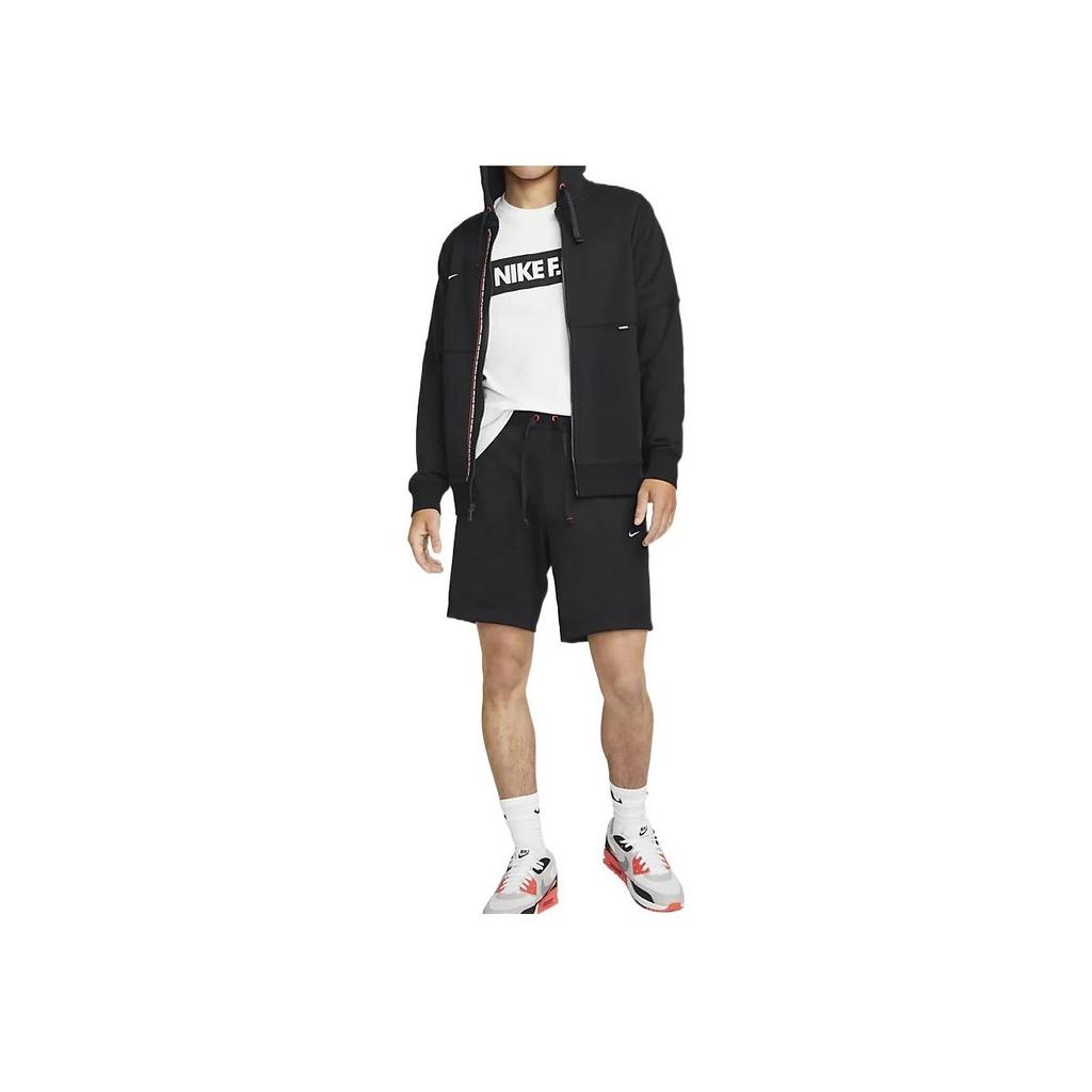 Nike Logo Printed Zip-Up Hoodie Men Outerwear Black DH9685-010