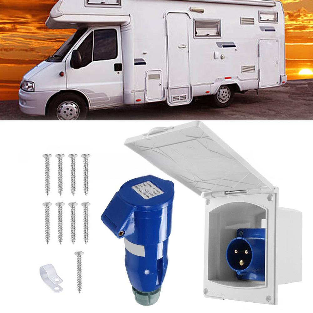 External Power Socket 16A with IP44 Waterproof Cover for Campers Trailers and For RVs Suitable for Outdoor Use At 220V 250V