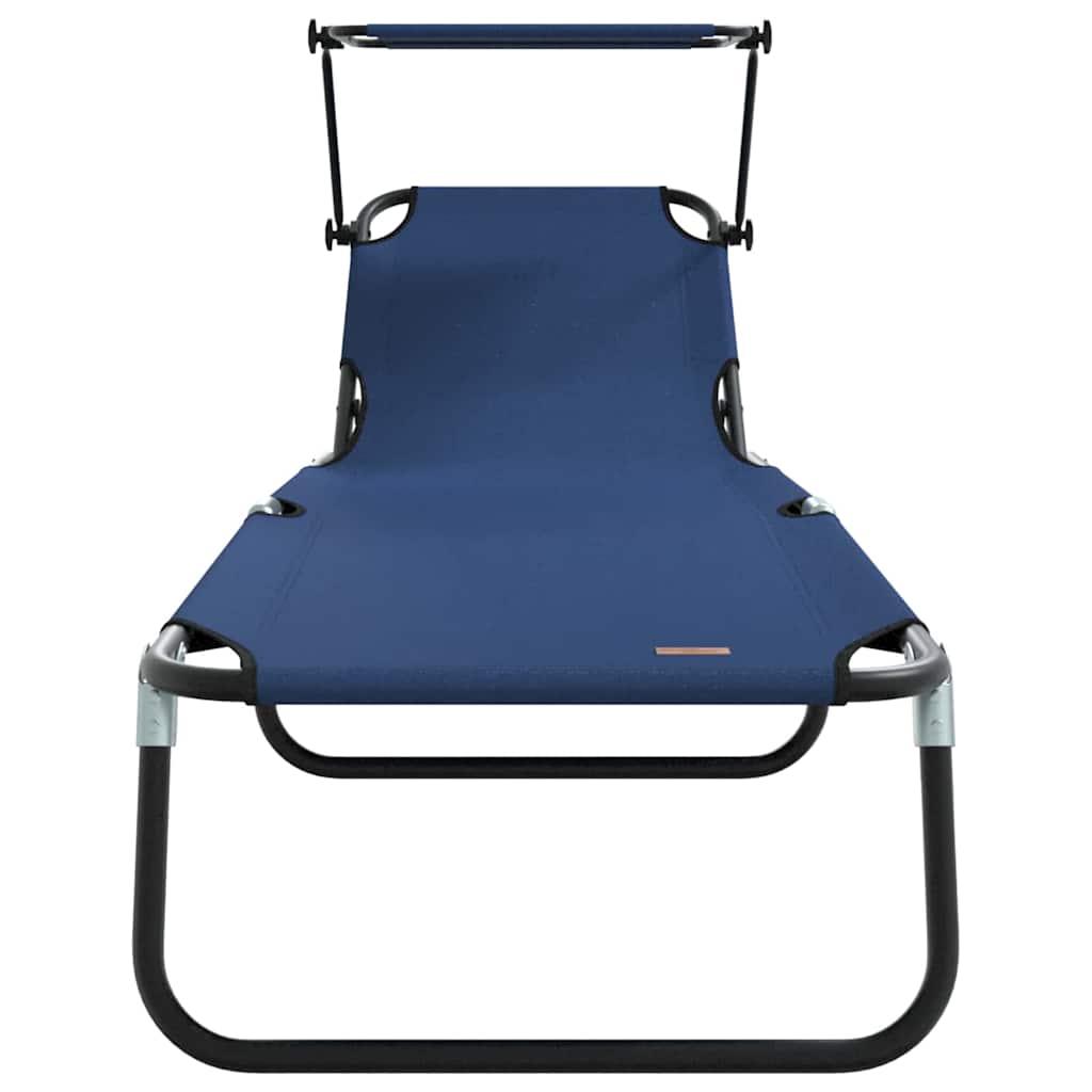 Folding Sun Lounger Blue 190 X 57 X 81 Cm Oxford Fabric