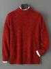 Men's Winter Thickened Pure Wool Half-High Collar Sweater - Three-Strand Marled Yarn Loose Knit