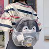 Neuer Cartoon Bestickter Pinguin Rucksack Weiches Samtmaterial Niedliche Jk Mädchen Umhängetasche