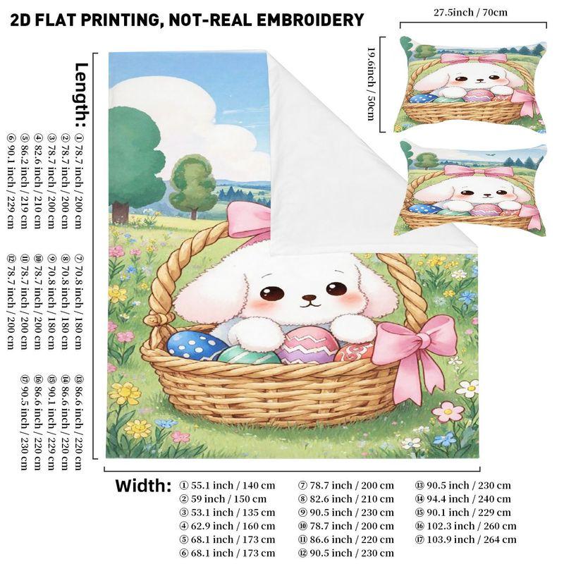 Bedding Pillowcase Quilt Cover 3-Piece Puppy,Easter Egg Pattern,Easter Home Decor 140cmx200cm