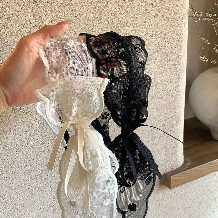 French Bow Lace Headband: Pastoral Style Women s Summer Ribbon Hair Accessory FG1819
